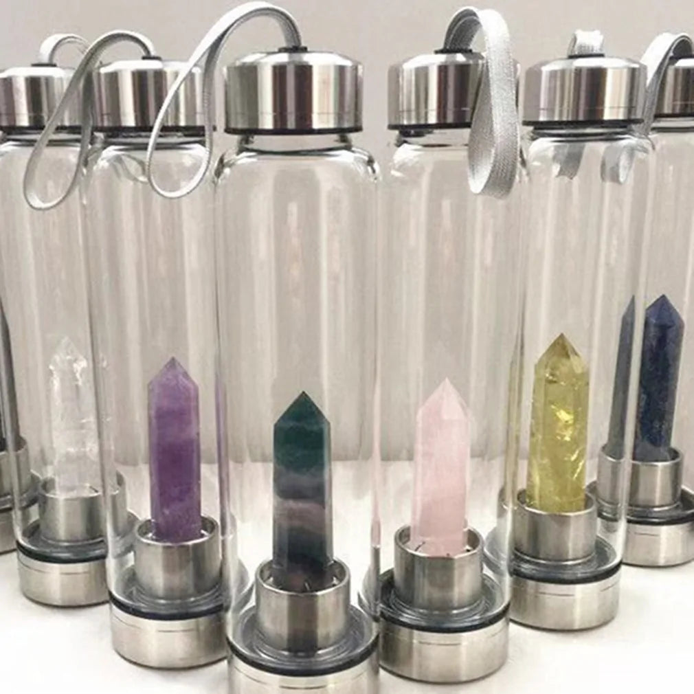 Botellas de elixir de cristal para Agua con Cuarzos