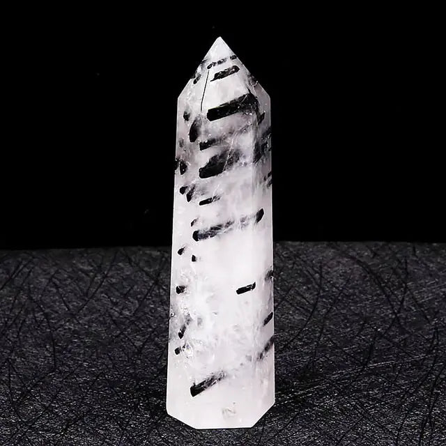 Cuarzo Cristal Obelisco de Pelo Negro