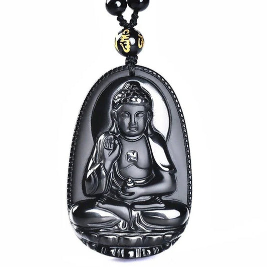 Amuleto de Buda Tallado en Obsidiana